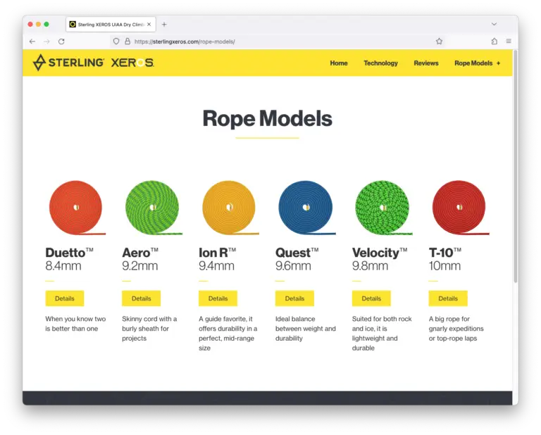 Sterling XEROS Site - Rope Models